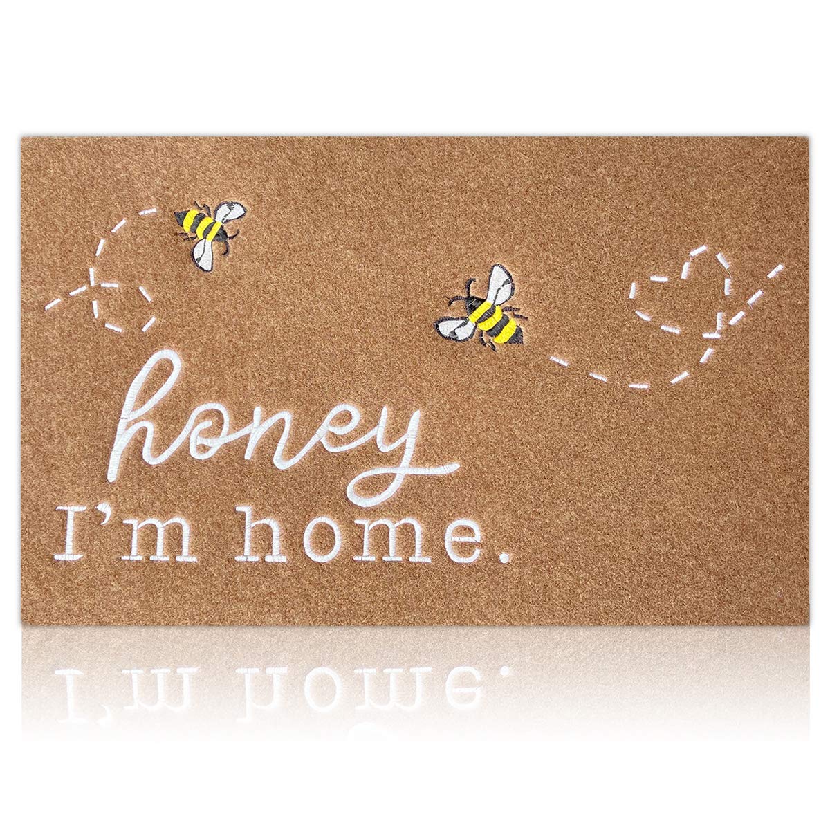 Hlfmvwe Bee Door Mat Brown Welcome Mats Front Door Indoor Outdoor Entrance Honey I'M Home Kitchen Rugs Entry Outside Doormat Non