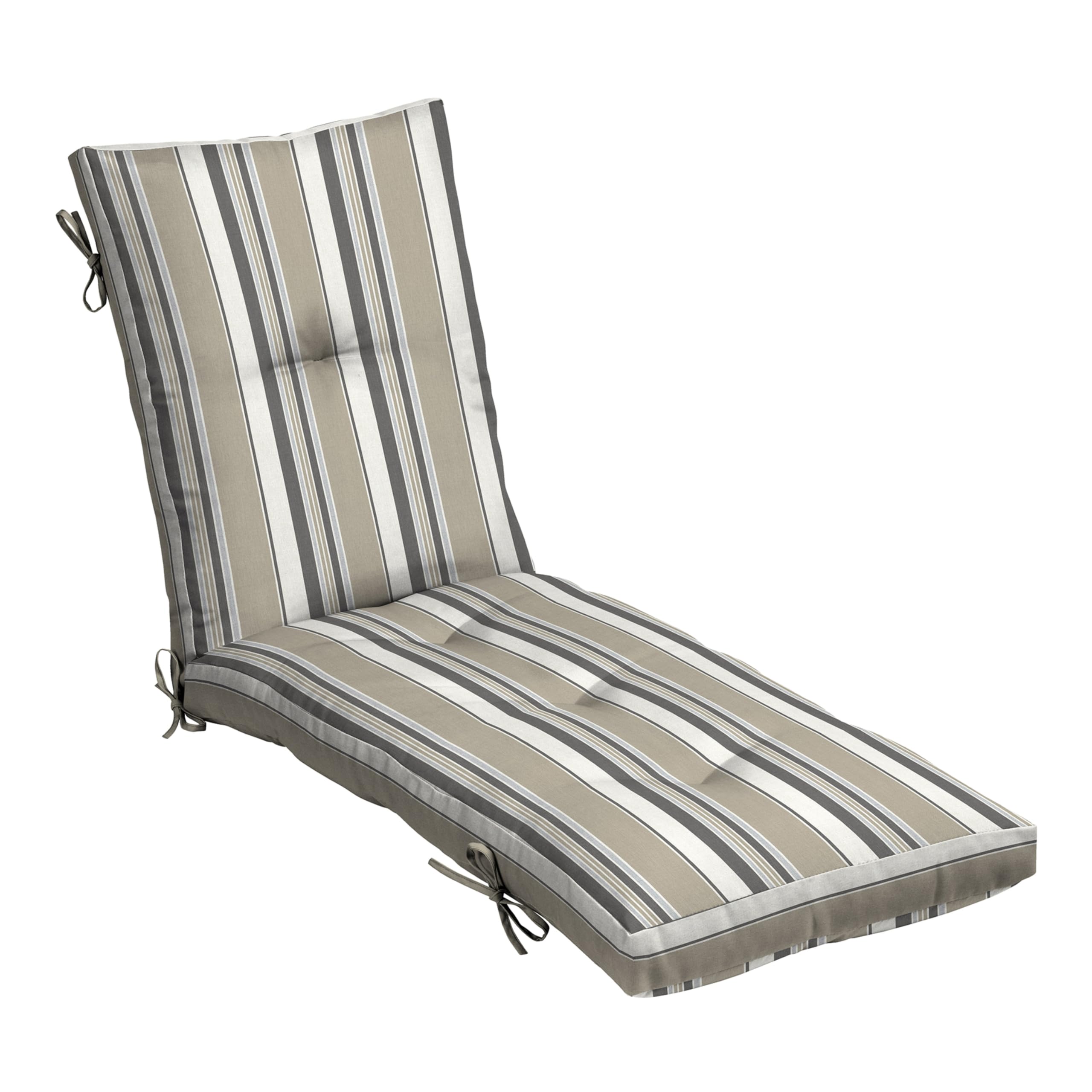 Arden Earthfiber Outdoor Tufted Chaise Cushion, 22 X 76, Rain-Proof, Fade Resistant, Cushion For Chaise Lounger 22 X 76, Taupe G