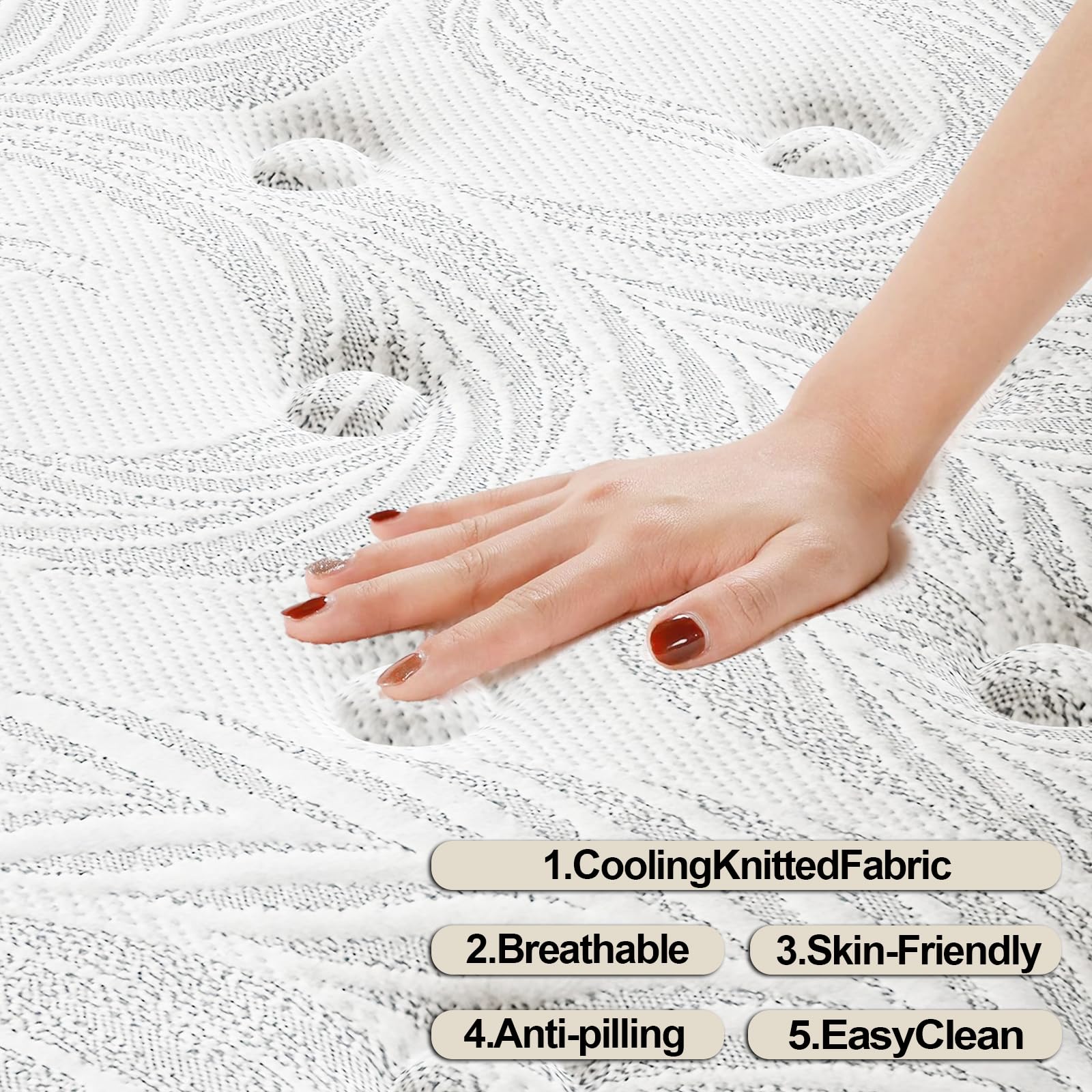 Kow Queen Size Mattress 12 Inch Medium Firm Gel Infused Memory Foam And Pocket Spring Hybrid Mattresses For Cool Sleep Relieving