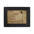 CVHOMEDECO. Primitives Antique Give Thanks For Simple Blessings Stitchery Frame Wall Mounted Hanging Decor Art, 9 x 7 Inch