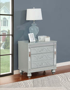 Coaster Home Furnishings Gunnison Modern Classic Wood 2-Drawer Bedroom Nightstand Bedside Table Organizer Unit with USB Charging Outlet Silver Metallic 223212