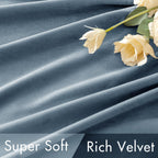 Miulee Velvet Curtains 84 Inches - Luxury Blackout Curtains For Bedroom Living Room Super Soft Light Blue Thermal Insulated Dusty Blue Window Drapes Back Tab, Stone Blue, W52 X L84 Inches, 2 Panels