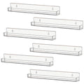 IEEK 6 PCS Acrylic Invisible Floating Bookshelf for Kids Room,15 inch Modern Picture Ledge Display Toy Storage Wall Shelf Vinyl 
