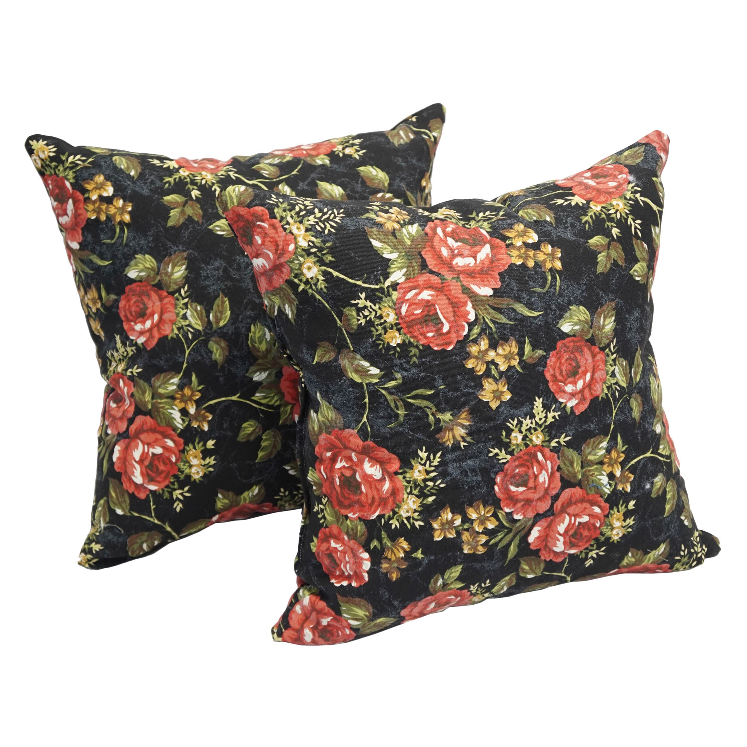 Blazing Needles Printed Throw Pillow, 17&quot;, Midnight Rose 2 Count