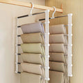 Veniva SpaceSaving Stainless Steel Pants Hanger 6 In 1  Foldable MultiLayer Closet Organizer For Jeans, Trousers & Leggings |