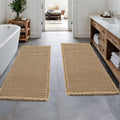MIULEE Set of 2 Waffle Bathroom Runner Rugs, Boho Bath Rugs Non Slip Washable, Super Absorbent Runner Bath Mats, Rubber Backed S