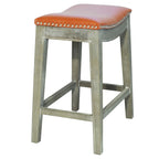 New Pacific Direct Elmo Bonded Leather Counter Stool,Distressed Gray Legs,Pumpkin