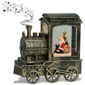 DRomance Music Snow Globe Train Lantern with Music and Timer, Battery Operated and USB Cable Santa Lighted Snow Globe Spinning W