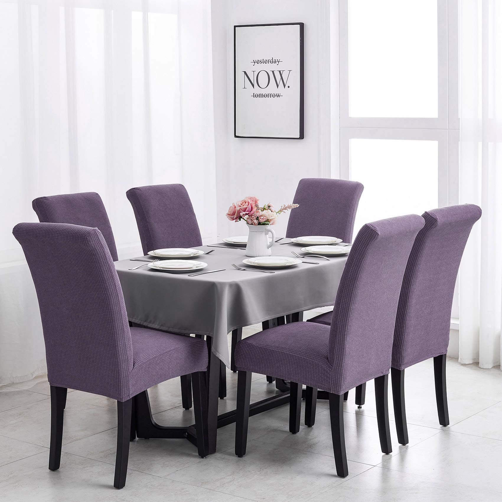 Joccun Chair Covers For Dining Room Set Of 2,Water Repellent Dining Chair Slipcovers Stretch Dining Room Chair Covers Seat Protector,Washable Parsons Chair Cover For Home,Hotel(Grapeade,2 Pack)