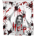 Cindeer Halloween Shower Curtain for Bathroom with Hook Scary Bloody Hands, 71 x 71 Inch Help Me Ghost Hand Shower Curtain Water