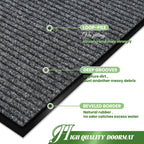 Door Mat Heavy Duty Outdoor Indoor Doormat Low Profile Front Door Mat Large 35X60 Inch Light Gray Entrance Welcome Mats Easy Cle