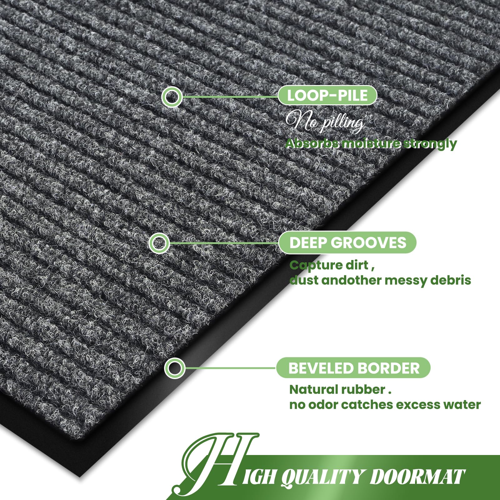 Door Mat Heavy Duty Outdoor Indoor Doormat Low Profile Front Door Mat Large 35X60 Inch Light Gray Entrance Welcome Mats Easy Cle