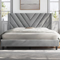 Yaheetech Queen Bed Frame Upholstered Platform Bed With Wing Side/Wooden Slat Support/Tufted Headboard With Wing Side/Mattress Foundation/No Box Spring Needed,Light Gray Queen Bed