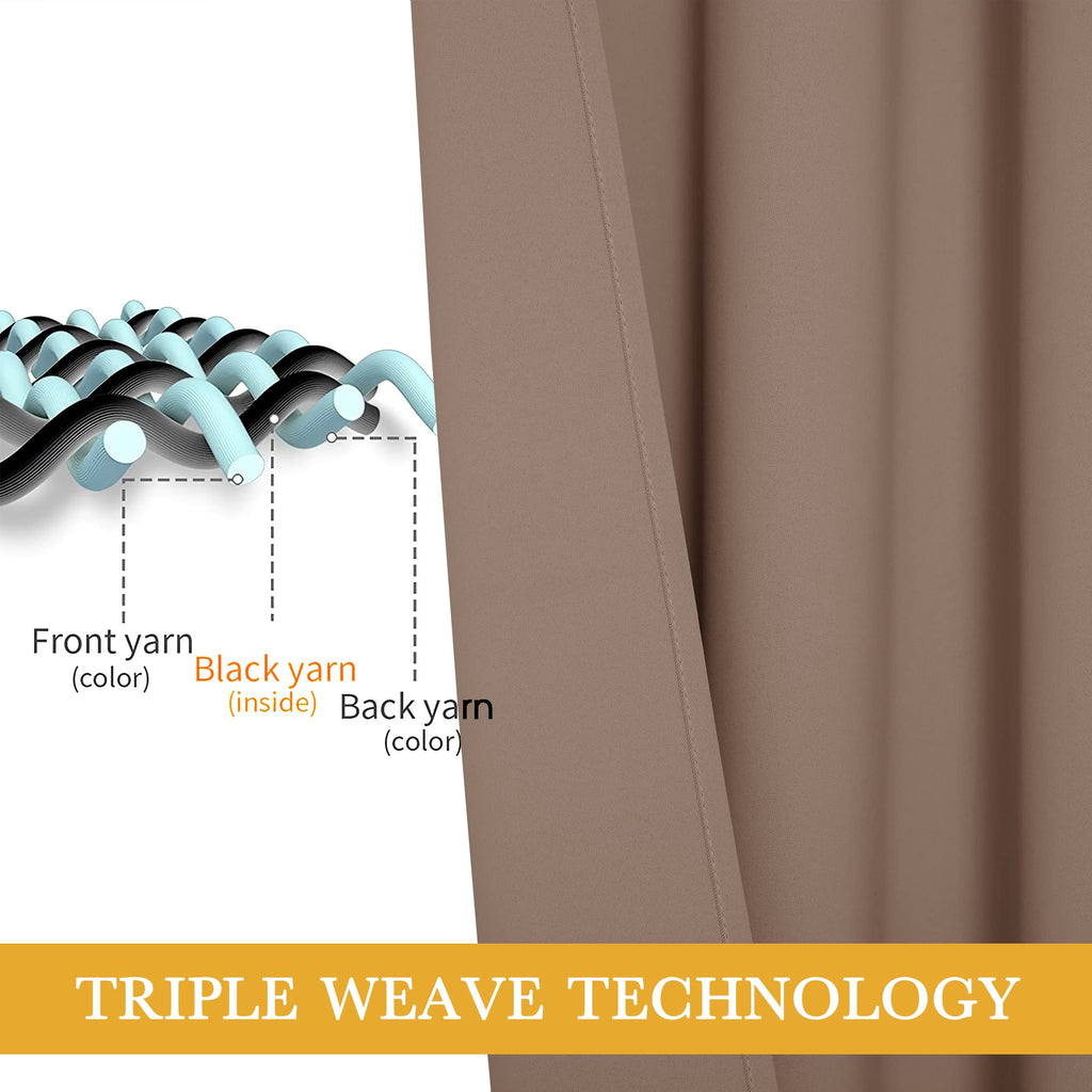 Ryb Home Bedroom Window Curtains 63 Inches Length, Room Darkening Privcay Curtains Drapes Thermal Insulated Shades For Bedroom B
