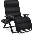 Best Choice Products Oversized Zero Gravity Chair, Folding Outdoor Patio Recliner, Xl Anti Gravity Lounger W/Removable Cushion, Cup Holder, Side Tray, 350Lb Capacity - Onyx Black