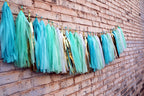Fonder Mols Tissue Paper Tassel Garland (Pack Of 30, White Mint Aqua Gold) Rustic Birthday Wedding Party Decor Mermaid First Bir