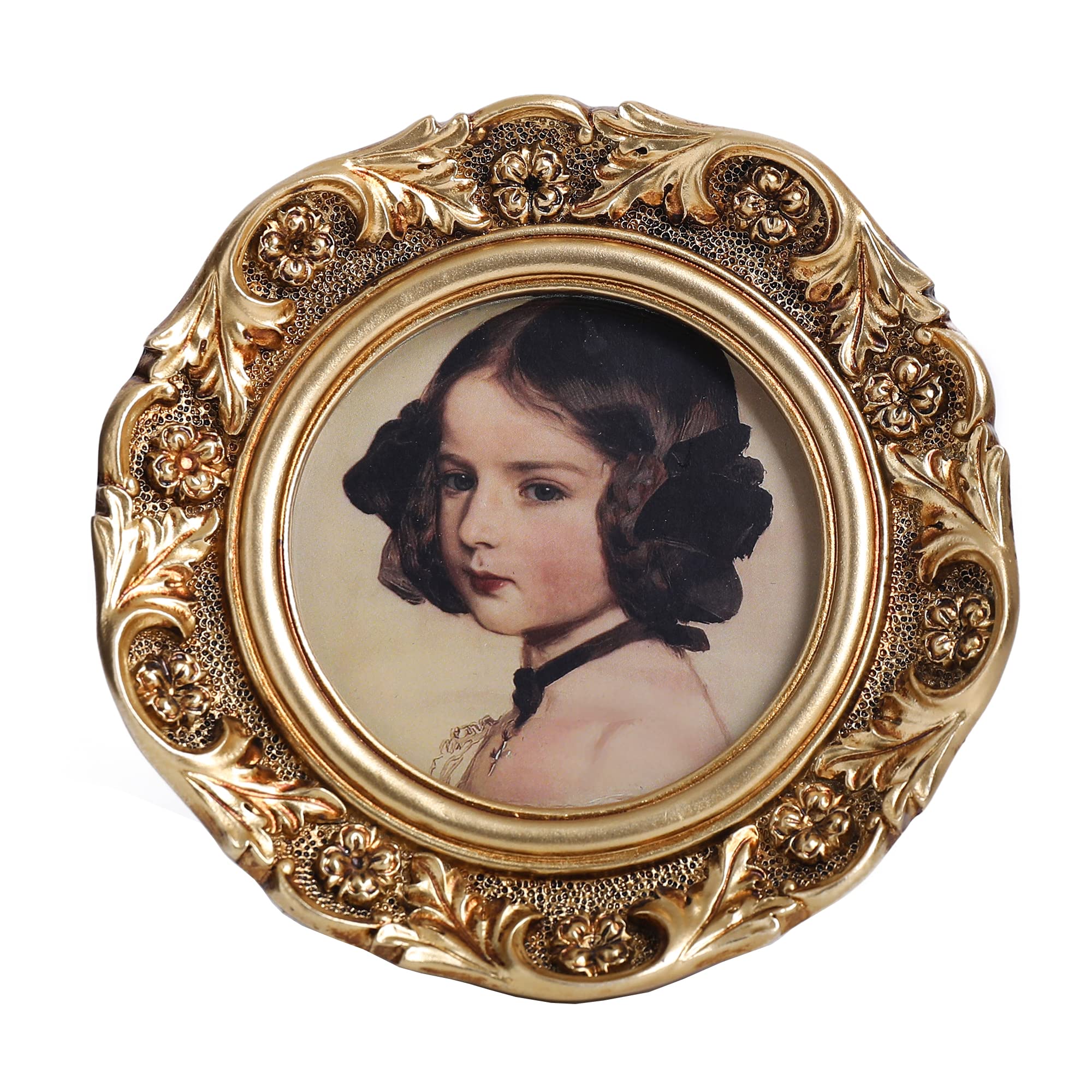 VINLIFE Vintage Picture Frames 3x3 Wallet Size Pictures Frames Round Picture Frames in Gold Antique Frames Ornate Picture Frames