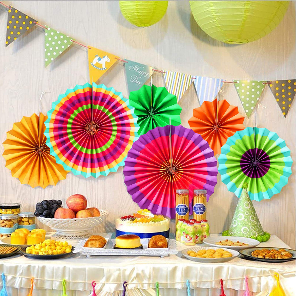 12Pcs Hanging Paper Fans Party Decorations Fiesta Party Supplies, Photo Props For Cinco De Mayo Carnival Mexican Taco Tuesday Vi