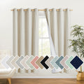 Nicetown Natural Bedroom Full Blackout Linen Curtain Panels Set Of 2, 52' By 72', Cold Reducing Thick Insulated Classic Grommet Blackout Draperies With White Thermal Insulated Liner For Windows