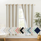 Nicetown Natural Bedroom Full Blackout Linen Curtain Panels Set Of 2, 52' By 72', Cold Reducing Thick Insulated Classic Grommet Blackout Draperies With White Thermal Insulated Liner For Windows