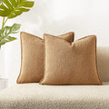 Jusprurbet Camel Boucle Throw Pillow Covers 26X26 Inch Set Of 2 For Couch Bedroom Sofa Living Room Decorative Soft Thick Curly T