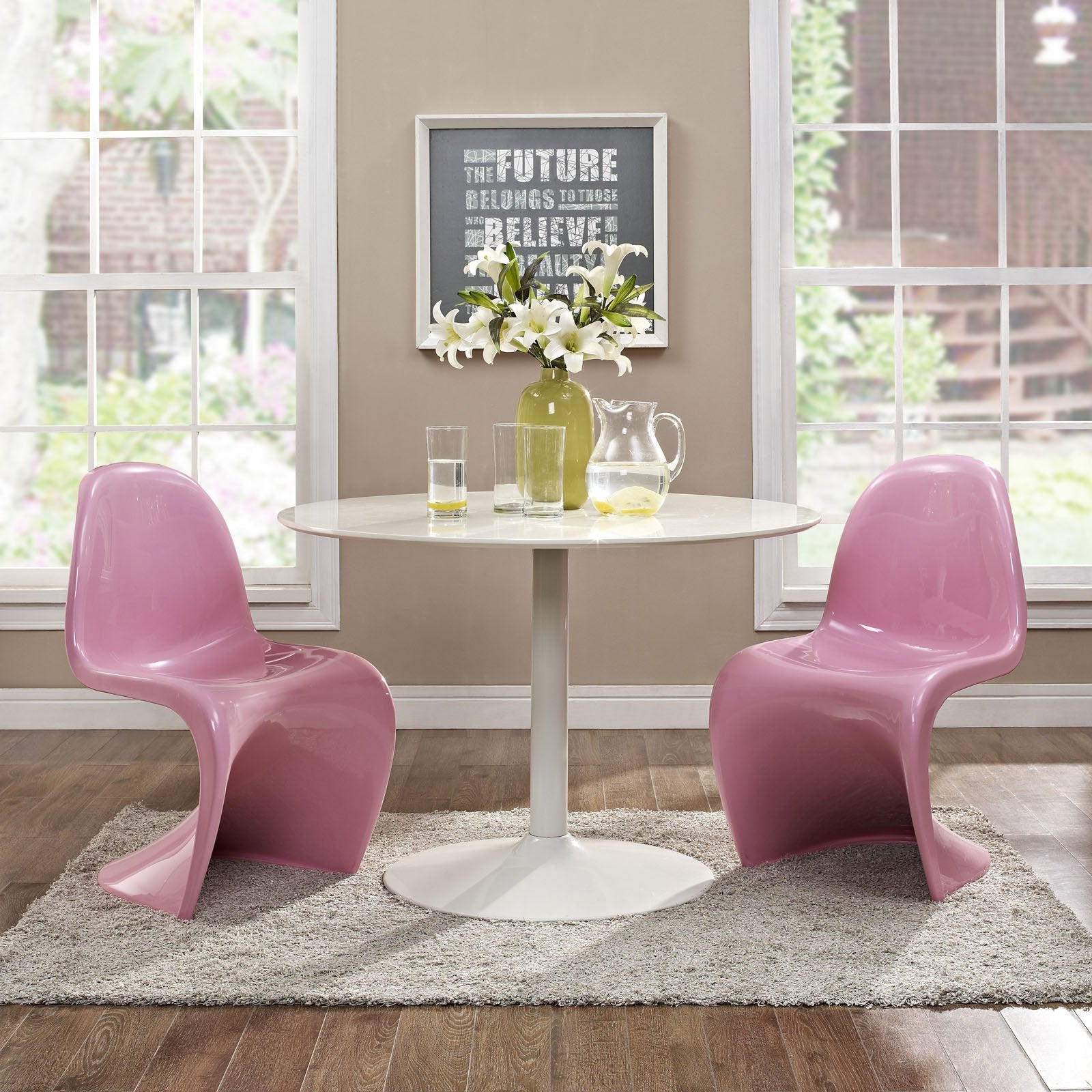 Lexmod Slither Dining Side Chair, Pink, Set Of 2
