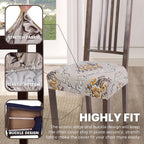 Searchi Stretch Dining Chair Seat Covers Set Of 4, Soft Removable Washable Seat Covers For Dining Chairs, Dining Room Seat Cover Slipcover Protector (Rear-Covered, Orange Brown Flower)