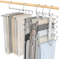 Loretoy 4 Pack Pants Hangers Space Saving, Anti-Slip Multi-Functional Pants Rack, Thickened Stainless Steel Tube Two Hanging Mod