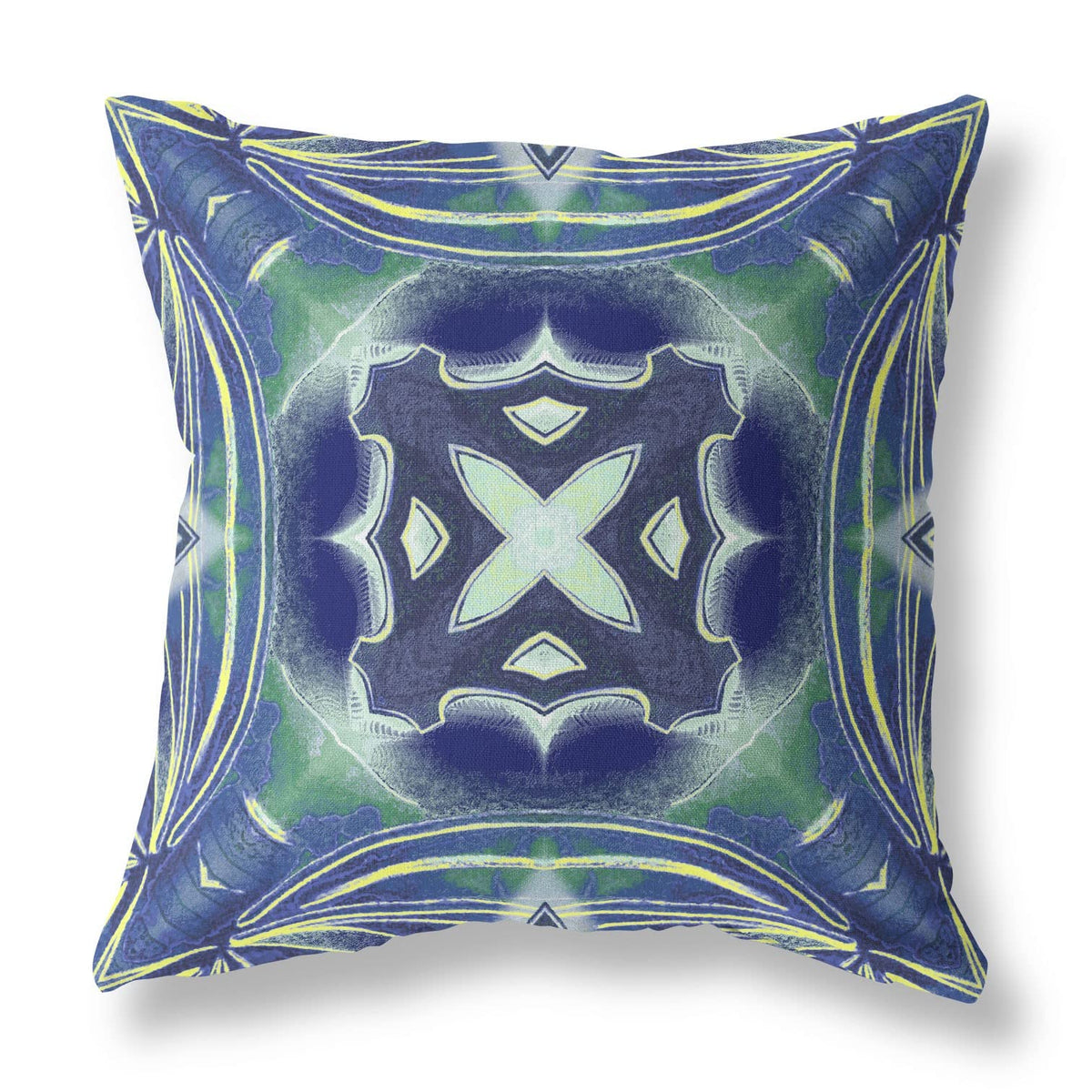 HomeRoots 16â€ Evening Blue Green Geo Tribal Suede Throw Pillow