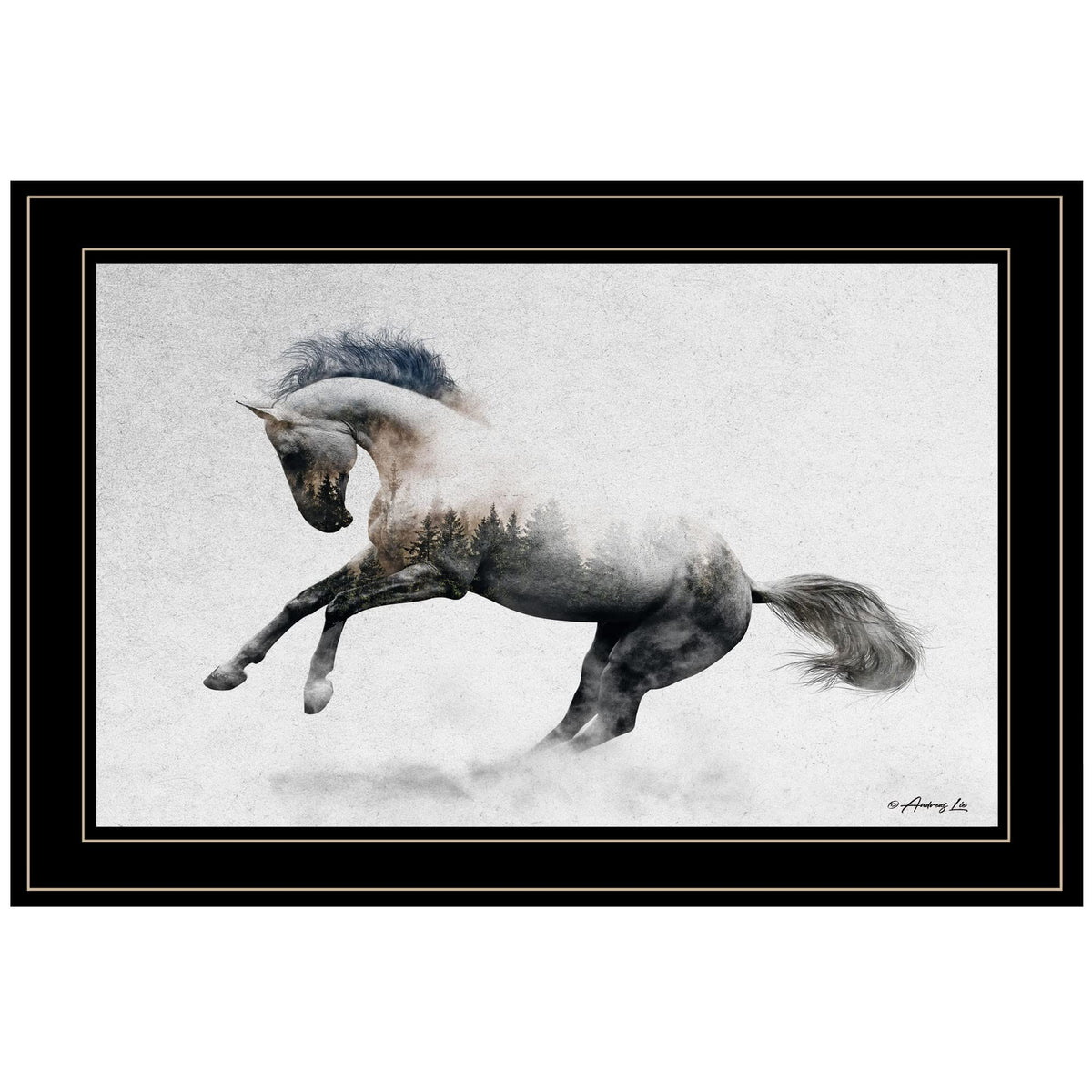 White Stallion 2 Black Framed Print Wall Art