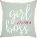 HomeRoots Grey Cotton Girl You are A Boss Throw Pillow