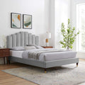 Modway Elise Channel Tufted Performance Velvet Full Platform Bed In Light Gray With Gold Legs