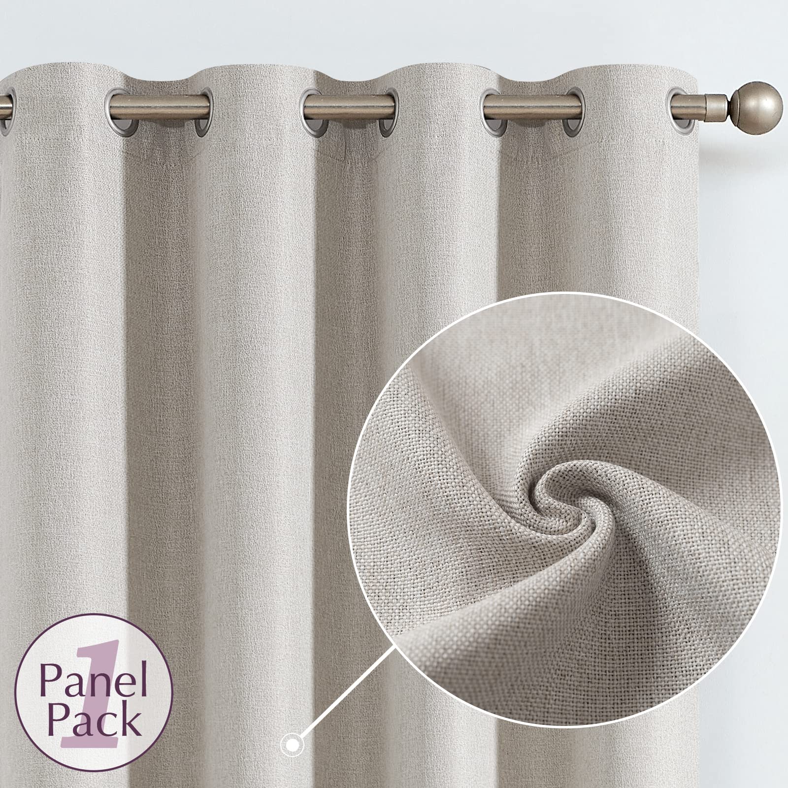 Jinchan Linen Textured Curtain 72 Inch Long For Living Room Light Flitering Thermal Insulated Grommet Top Window Drape For Bedroom 52X72 Stone White 1 Panel