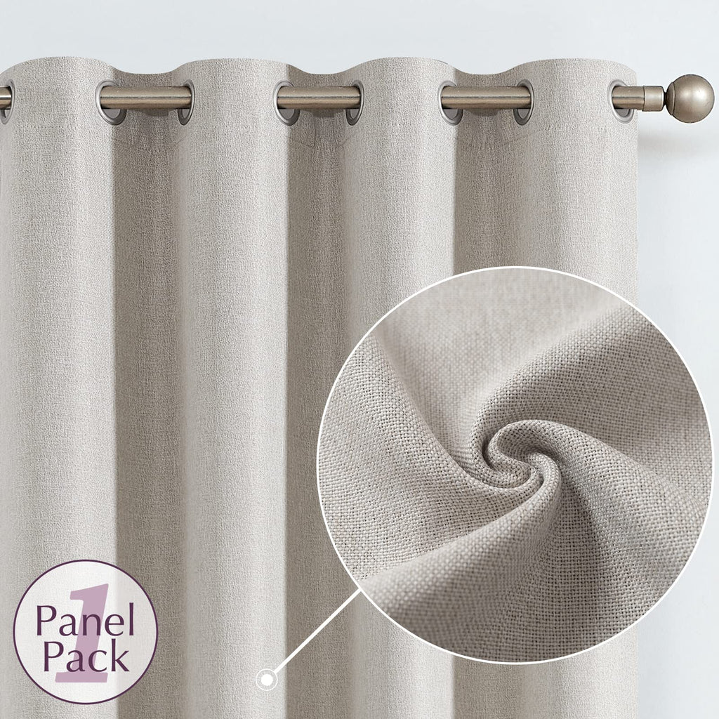 Jinchan Linen Textured Curtain 96 Inch Long For Living Room Light Flitering Thermal Insulated Grommet Top Window Drape For Bedroom 52X96 Stone White 1 Panel