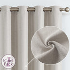 Jinchan Linen Textured Curtain 96 Inch Long For Living Room Light Flitering Thermal Insulated Grommet Top Window Drape For Bedroom 52X96 Stone White 1 Panel