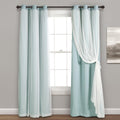 Lush Decor Sheer Grommet Curtains With Insulated Blackout Lining, Window Curtain Panels, Pair, 38'W X 84'L, Blue - Curtain Wit