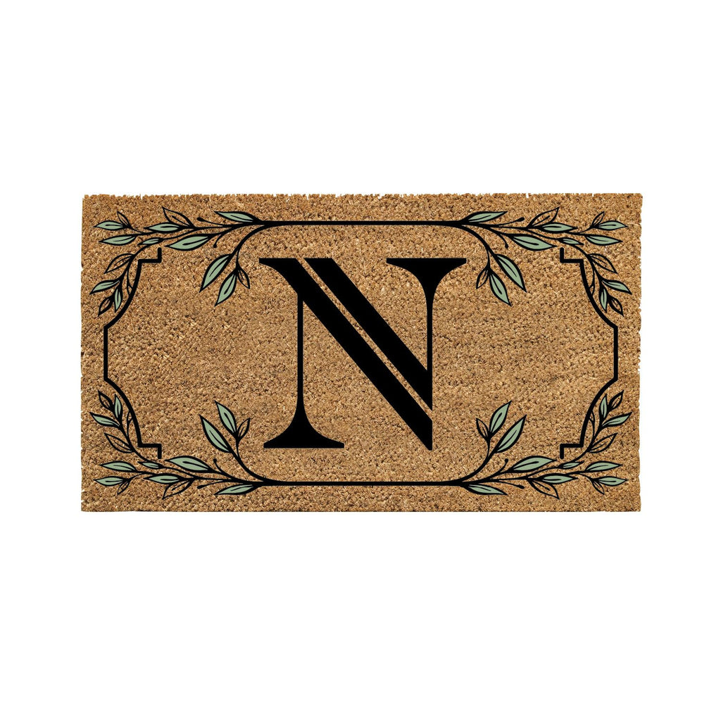 Evergreen Monogram Coir Doormat | Letter N | Front Door Mat For Outdoor Indoor Entrance | 28X16 Inches | Non-Slip Backing Doorwa