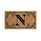 Evergreen Monogram Coir Doormat | Letter N | Front Door Mat For Outdoor Indoor Entrance | 28X16 Inches | Non-Slip Backing Doorwa