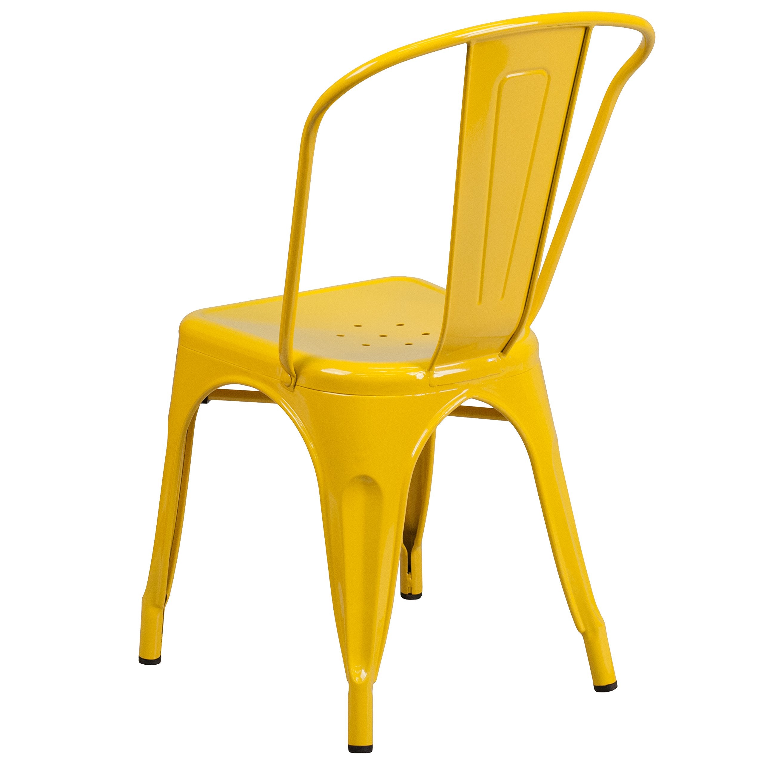 Flash Furniture Commercial Grade 31.5' Square Yellow Metal Indoor-Outdoor Table Set With 4 Stack Chairs