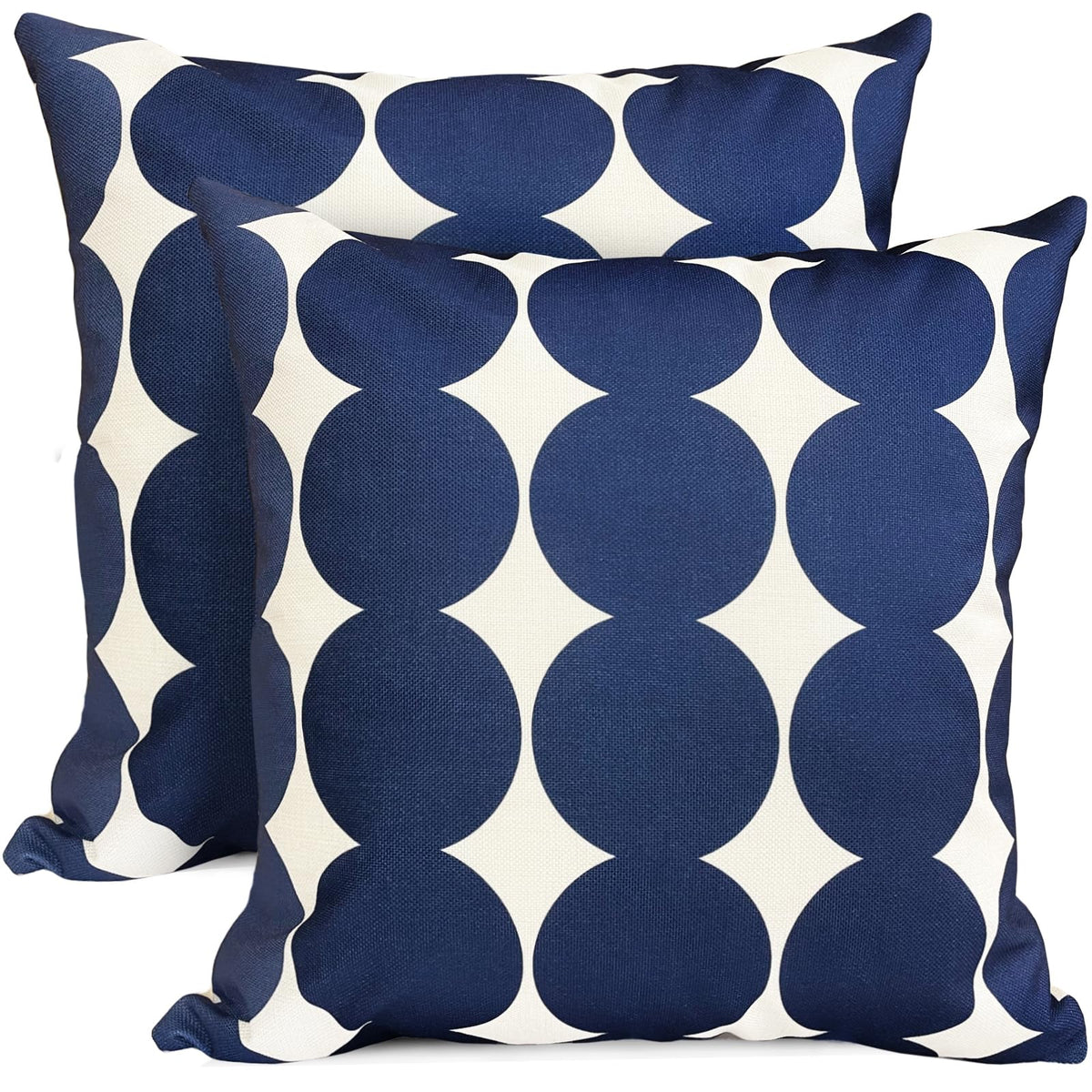 Rysmiyou Decorative Throw Pillow Covers Set Of 2 Blue Pillow Covers 16X16 Inch Throw Pillow Cases Linen Square Pillow Case,Farmh