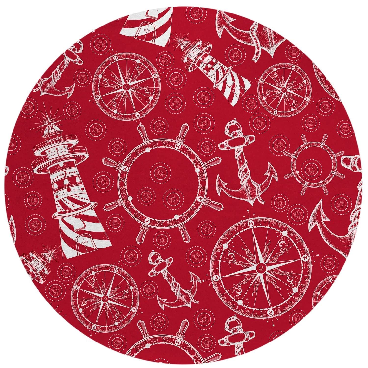 Harbor Ha9 Red Coastal Rug Round 8' X 8'