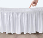 Biscaynebay Wrap Around Bed Skirts With Split Corners For Queen Beds 17' Drop, White Elastic Dust Ruffles Easy Fit Wrinkle & Fade Resistant Silky Luxurious Fabric Solid Machine Washable