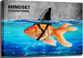 Mulpnee Mindset is Everything Golden Fish Swimming Wall Art Poster Decor, Inspirational Quotes Wall Art Success Decor for Bathro