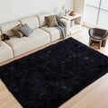 Black Rugs for Living Room Fluffy 4x6 ft Bedroom Rug Non-Slip Area Rugs Shag Carpet for Nursery Kids PlayRoom Dorm Office Indoor