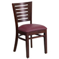 2 Pk. Darby Series Slat Back Walnut Wooden Chair - Burgundy Vinyl Seat