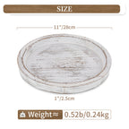 Hanobe Candle Plate Holder Tray: Round Wooden Decorative Candle Plate Small Farmhouse Table Centerpiece Rustic White Wood Tealig