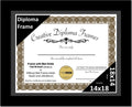 Creative Picture Frames 14x18 Classic Black Diploma Frame with Black Mat Glass Easel and Installed Wall Hangers | Frame Holds 16