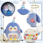 Arelux 18In Cute Penguin Plush Soft Penguin Stuffed Animal Birthday Pillow Plushie Toy Happy Birthday Party Decoration Plushies