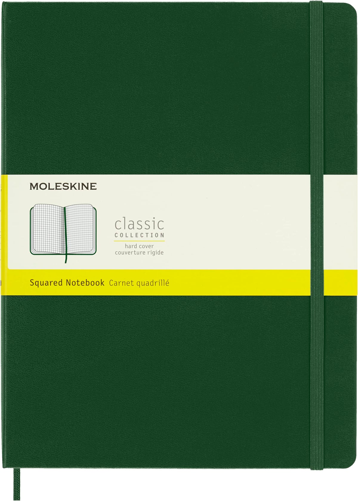 Moleskine Classic Notebook, Hard Cover, Xl (7.5' X 9.5') Squared/Grid, Myrtle Green, 192 Pages