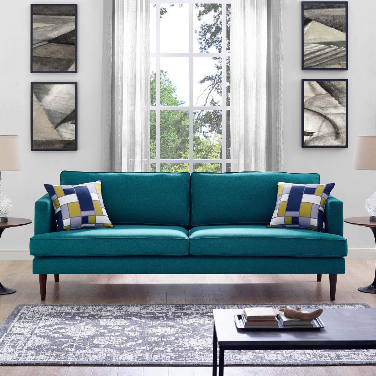 Modway Agile Upholstered Fabric Contemporary Modern Sofa In Teal